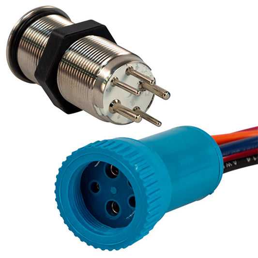 Bluewater 19mm In Rush Push Button Switch - Off/On/On Contact - Blue/Green/Red LED [9057-3113-1]