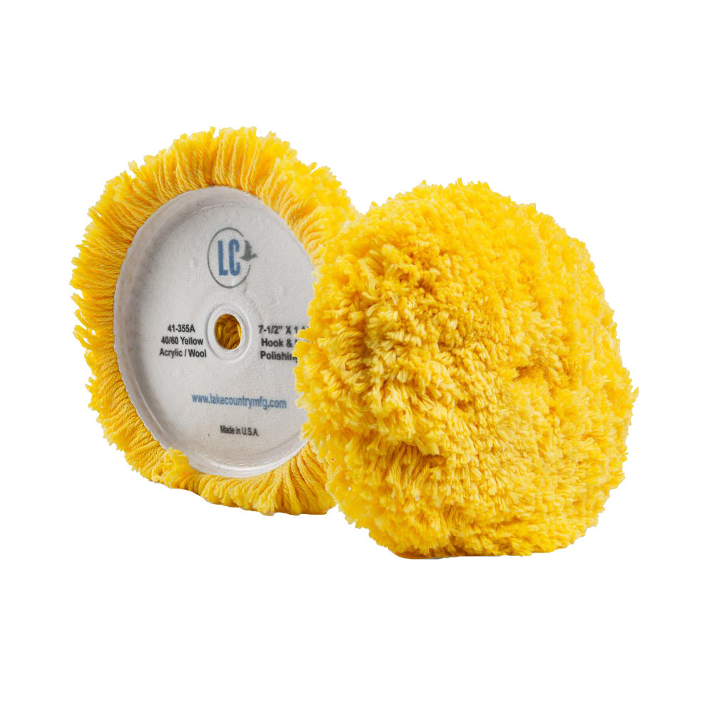 Lake Country Yellow 40/60 Unsteamed Twisted Wool/Acrylic Pad 7 1/2" x 1 1/2" [41-355A-LC]