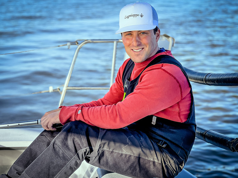 Shane sailing with client