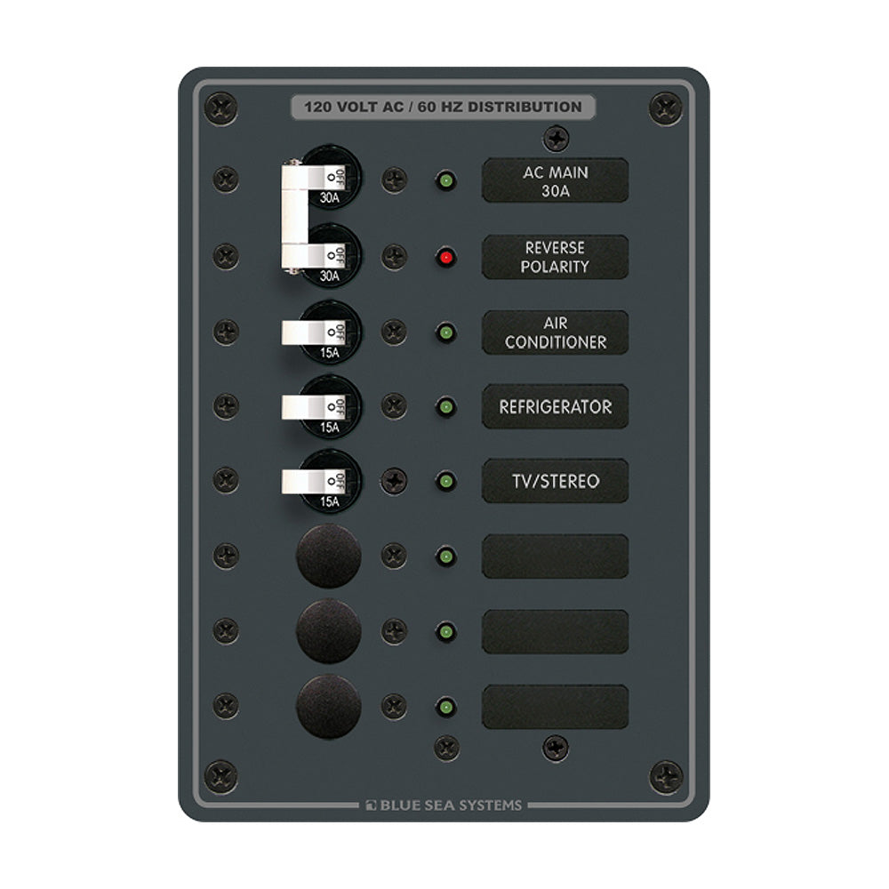 Blue Sea 8027 AC Main +6 Position Breaker Panel - White Switches [8027]