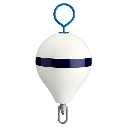 Polyform Mooring Buoy w/Iron 13.5" Diameter - White Blue Stripe [CM-2 WH-STR]