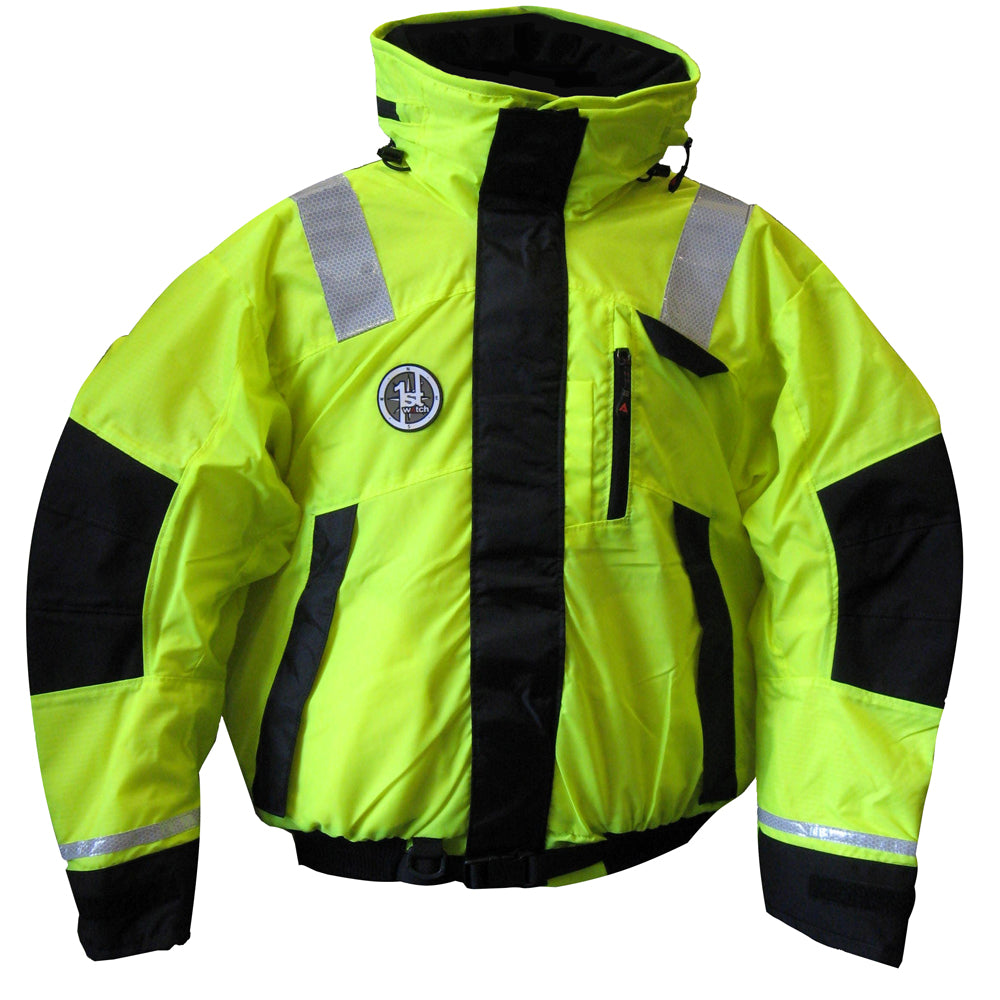 First Watch Hi-Vis Flotation Bomber Jacket - Hi-Vis Yellow/Black - Small [AB-1100-HV-S]