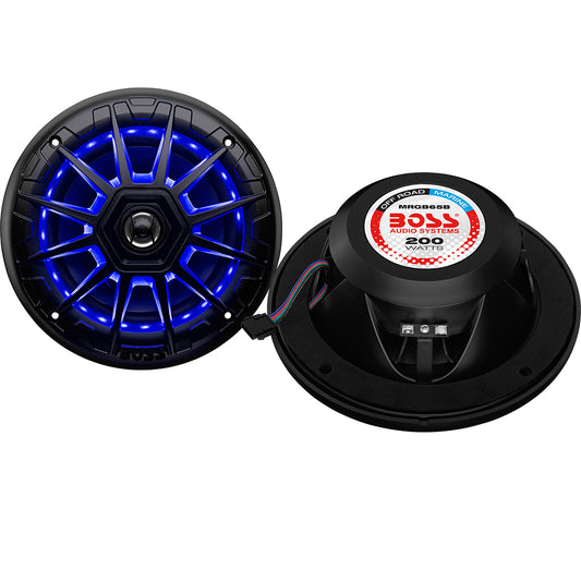 Boss Audio MRGB65B 6.5" 2-Way 200W Marine Full Range Speaker w/RGB LED Lights - Black - Pair [MRGB65B]