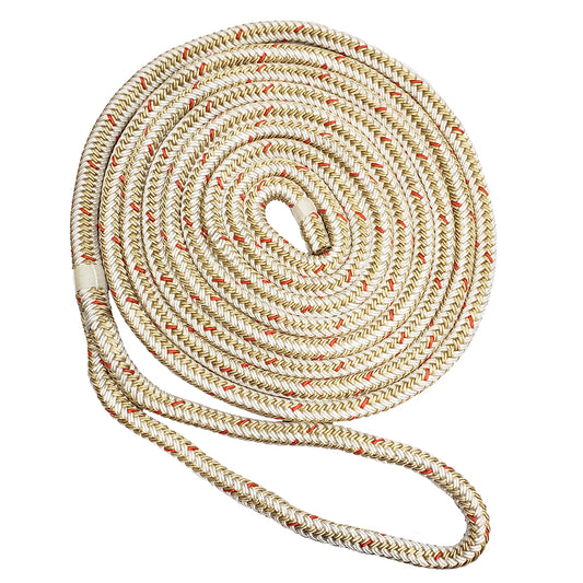 New England Ropes 5/8" x 50 Nylon Double Braid Dock Line - White/Gold w/Tracer [C5059-20-00050]