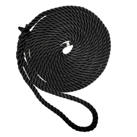 New England Ropes 3/4" X 35 Premium Nylon 3 Strand Dock Line - Black [C6054-24-00035]