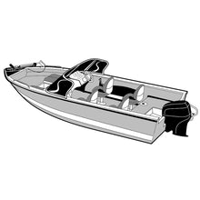 Load image into Gallery viewer, Carver Performance Poly-Guard Wide Series Styled-to-Fit Boat Cover f/16.5 Aluminum V-Hull Boats w/Walk-Thru Windshield - Grey [72316P-10]
