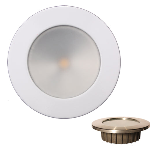 Lunasea ZERO EMI Recessed 3.5 LED Light - Warm White, Red w/White Stainless Steel Bezel - 12VDC [LLB-46WR-0A-WH]