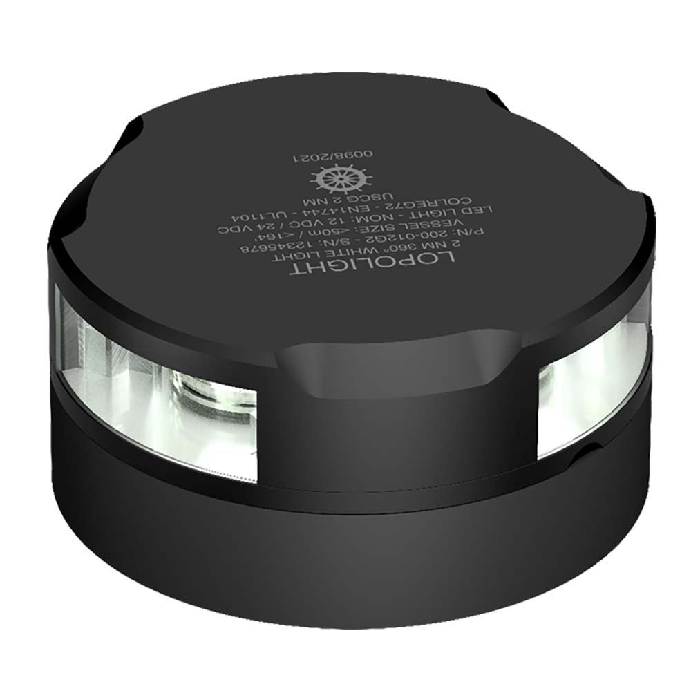 Lopolight 360 White Anchor Light - 2nm f/Vessels up to 164 (50M) - 0.7M Cable - Horizontal Mounting - Black Housing [200-012G2-B]