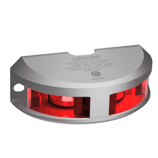 Lopolight 180 Navigation Light - 2nm f/Vessel Up To 164 (50M) - 0.7M Cable - Red w/Silver Housing [200-016G2]