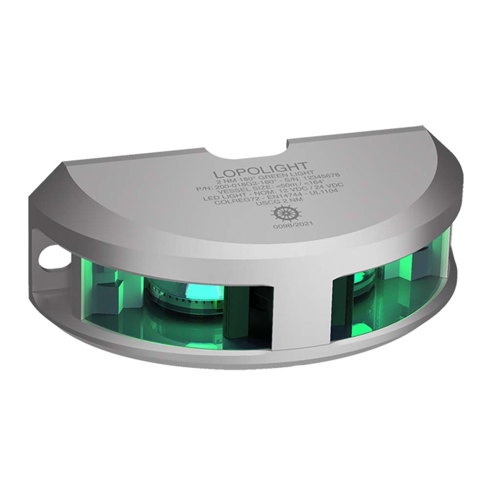 Lopolight 180 Navigation Light - 2nm f/Vessel Up To 164 (50M) - Green w/Silver Housing [200-018G2]