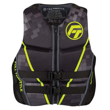 Load image into Gallery viewer, Full Throttle Mens Rapid-Dry Flex-Back Life Jacket - L - Black/Green [142500-400-040-22]
