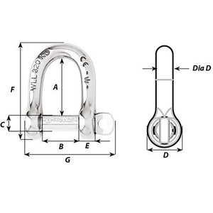 Wichard Self-Locking D Shackle - Diameter 5mm - 3/16" [01202]