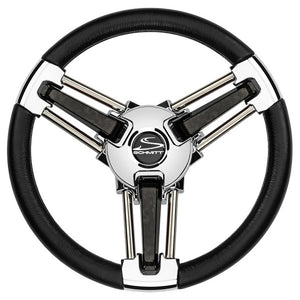 Schmitt  Ongaro Burano Wheel 14" 3/4" Tapered Shaft Black Polyurethane w/Stainless Spoke Includes Center Cap/Nut [PU1051B1-04R]